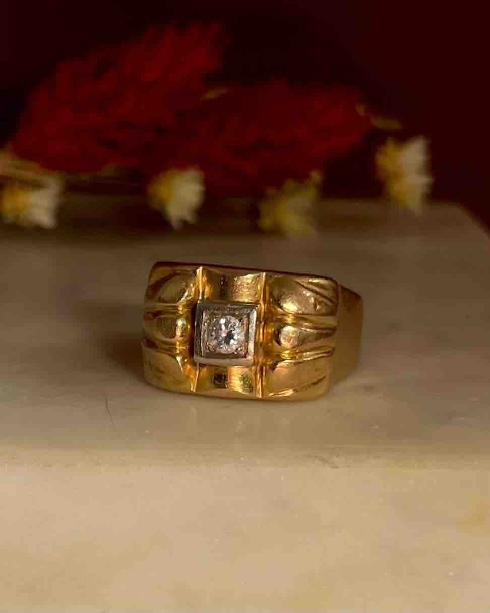 Bague Vintage Tank Diamant &quot;Olivia&quot; - Elliade Paris