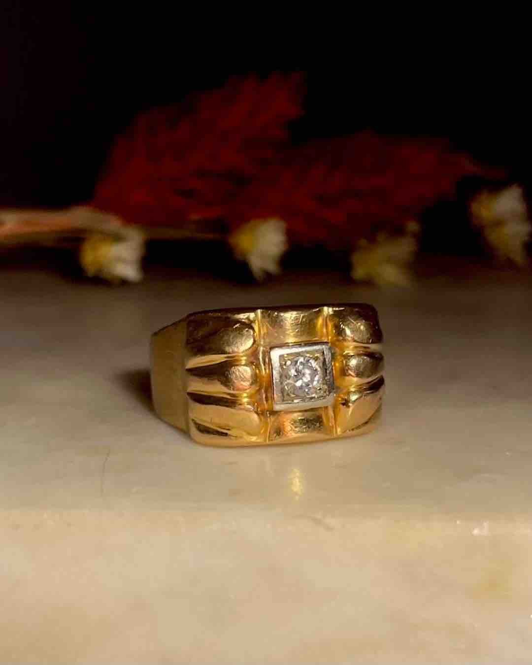 Bague Vintage Tank Diamant &quot;Olivia&quot; - Elliade Paris