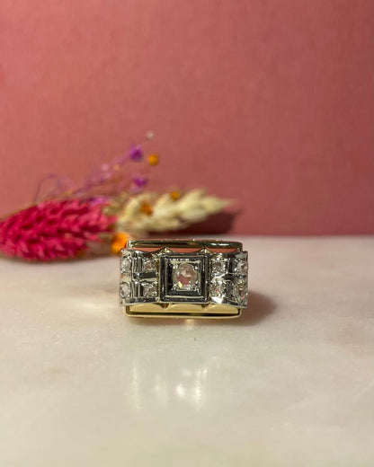 Bague Vintage Tank Diamants 0.13 carat &quot;Stanis&quot; - Elliade Paris
