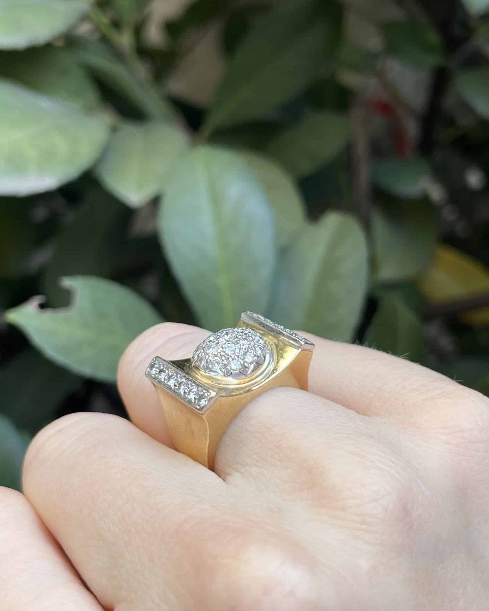 Bague Vintage Tank Diamants 0.80 carat &amp; or 13g "Shaé" - Elliade Paris