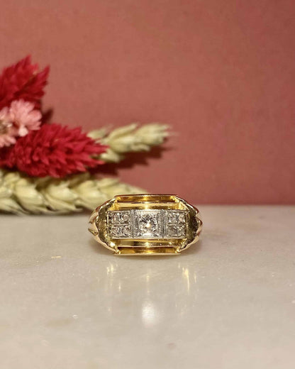 Bague Vintage Tank Diamants en or 5.51g &quot;Skylar&quot; - Elliade Paris