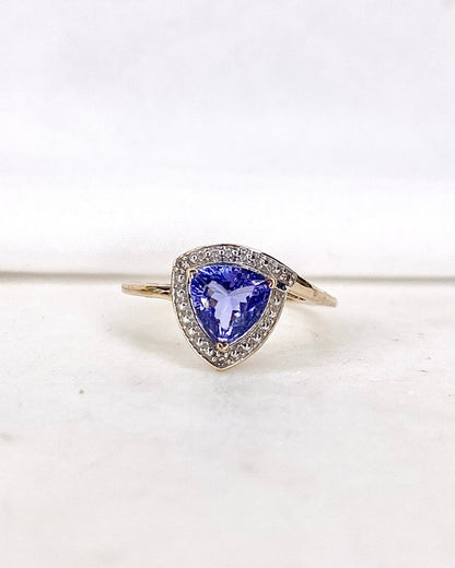 Bague Vintage Tanzanite 1.28 carat &amp; Diamants &quot;Zélie&quot; - Elliade Paris
