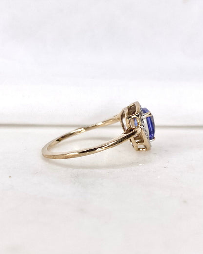 Bague Vintage Tanzanite 1.28 carat &amp; Diamants &quot;Zélie&quot; - Elliade Paris