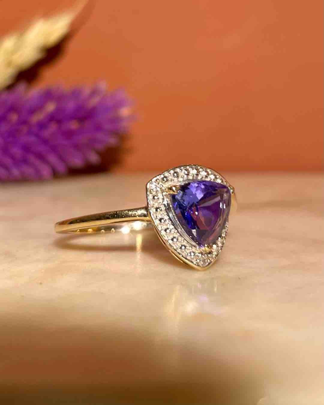 Bague Vintage Tanzanite &amp; Diamants "Jessy" - Elliade Paris