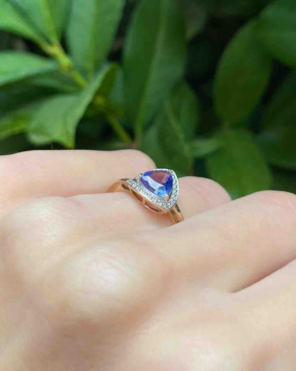 Bague Vintage Tanzanite &amp; Diamants &quot;Jessy&quot; - Elliade Paris