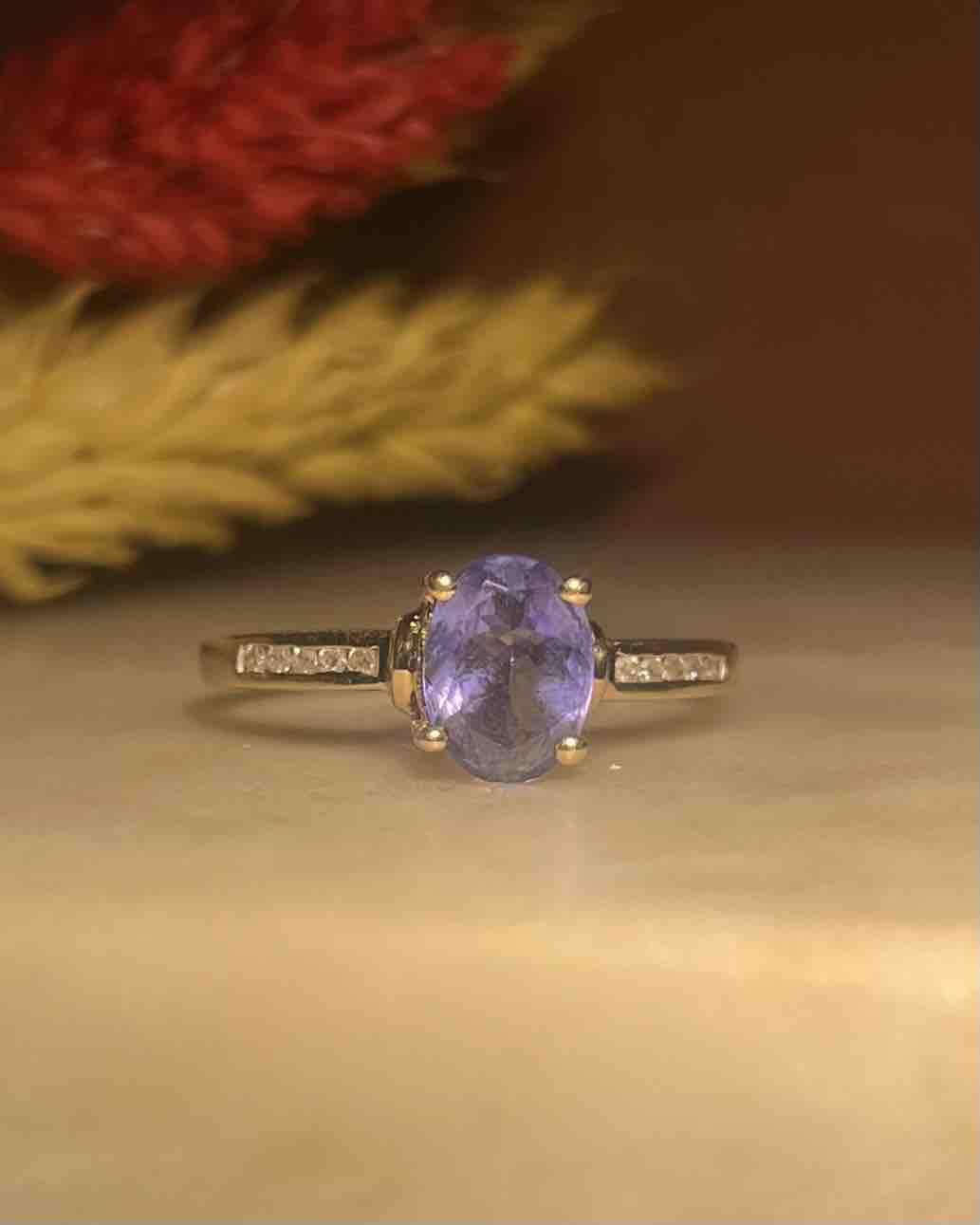 "Megan" Tanzanite &amp;amp; Diamond Solitaire Ring