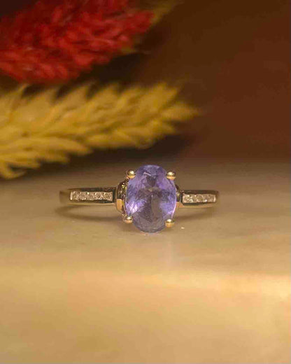 Bague Solitaire Tanzanite &amp; Diamants &quot;Megan&quot;