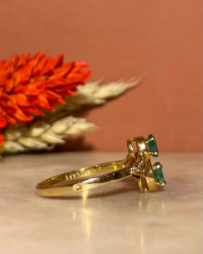 Bague Toi &amp; Moi Émeraudes &amp; Diamants &quot;Swanelle&quot;