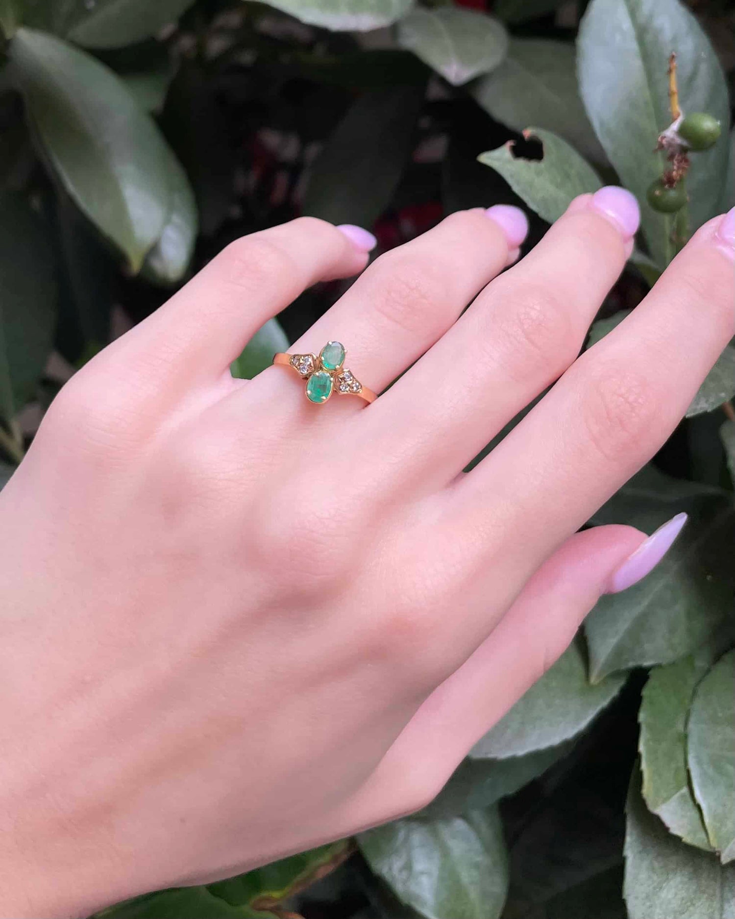 Bague Toi &amp; Moi Émeraudes &amp; Diamants &quot;Swanelle&quot;