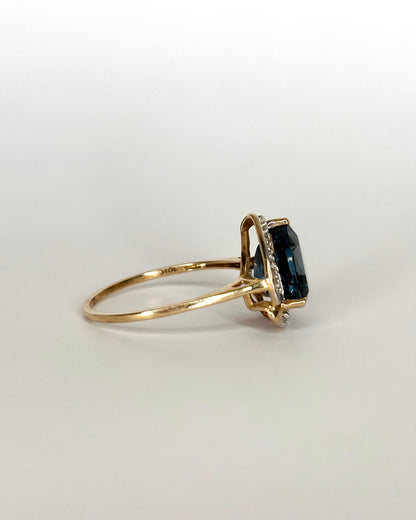 Bague Vintage Topaze 4.20 cts &amp; 8 Diamants &quot;Irène&quot; - Elliade Paris