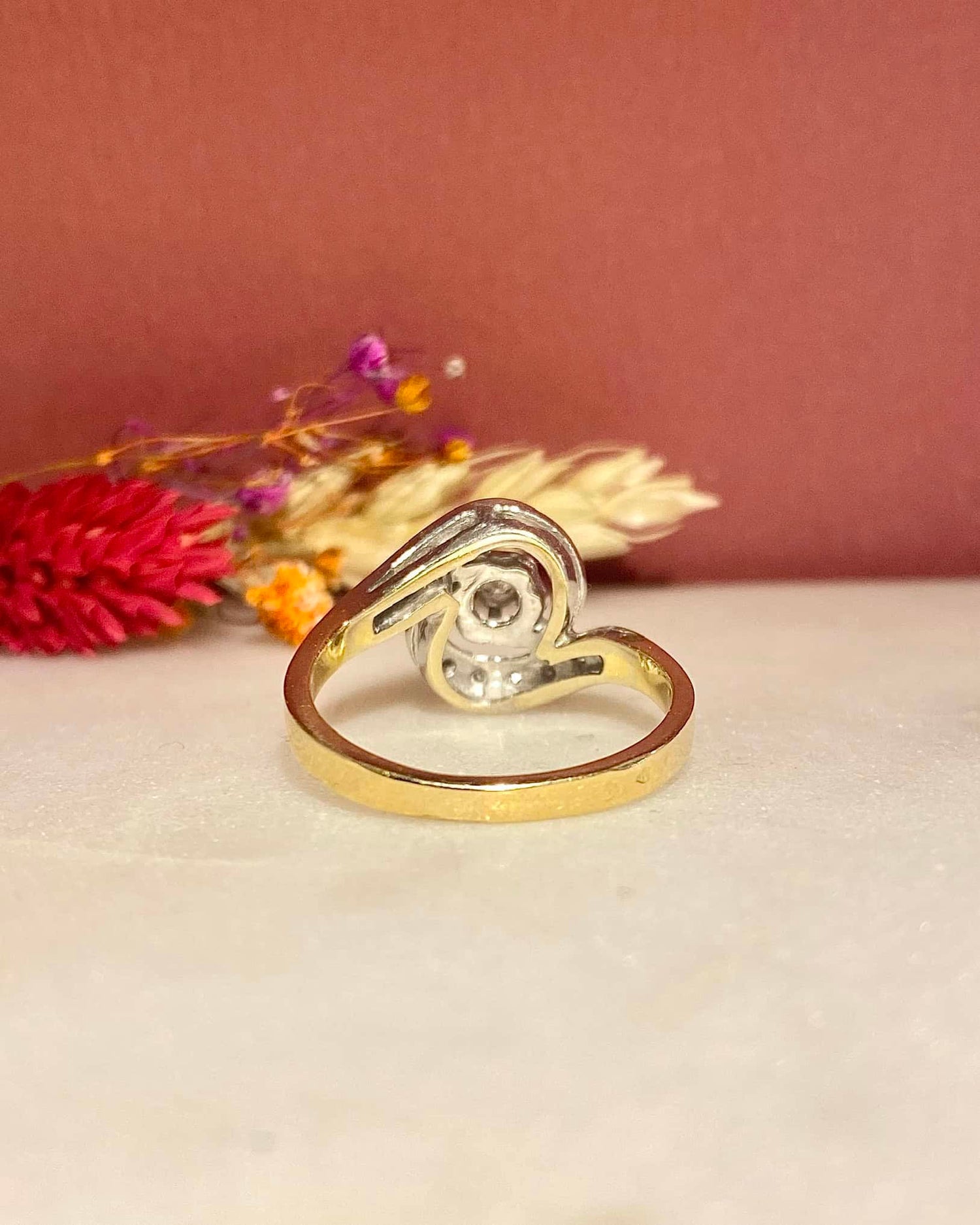 Bague Vintage Tourbillon 13 Diamants &quot;Amiel&quot; - Elliade Paris
