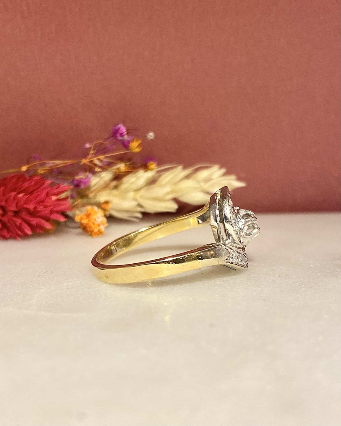 Bague Vintage Tourbillon 13 Diamants &quot;Amiel&quot; - Elliade Paris