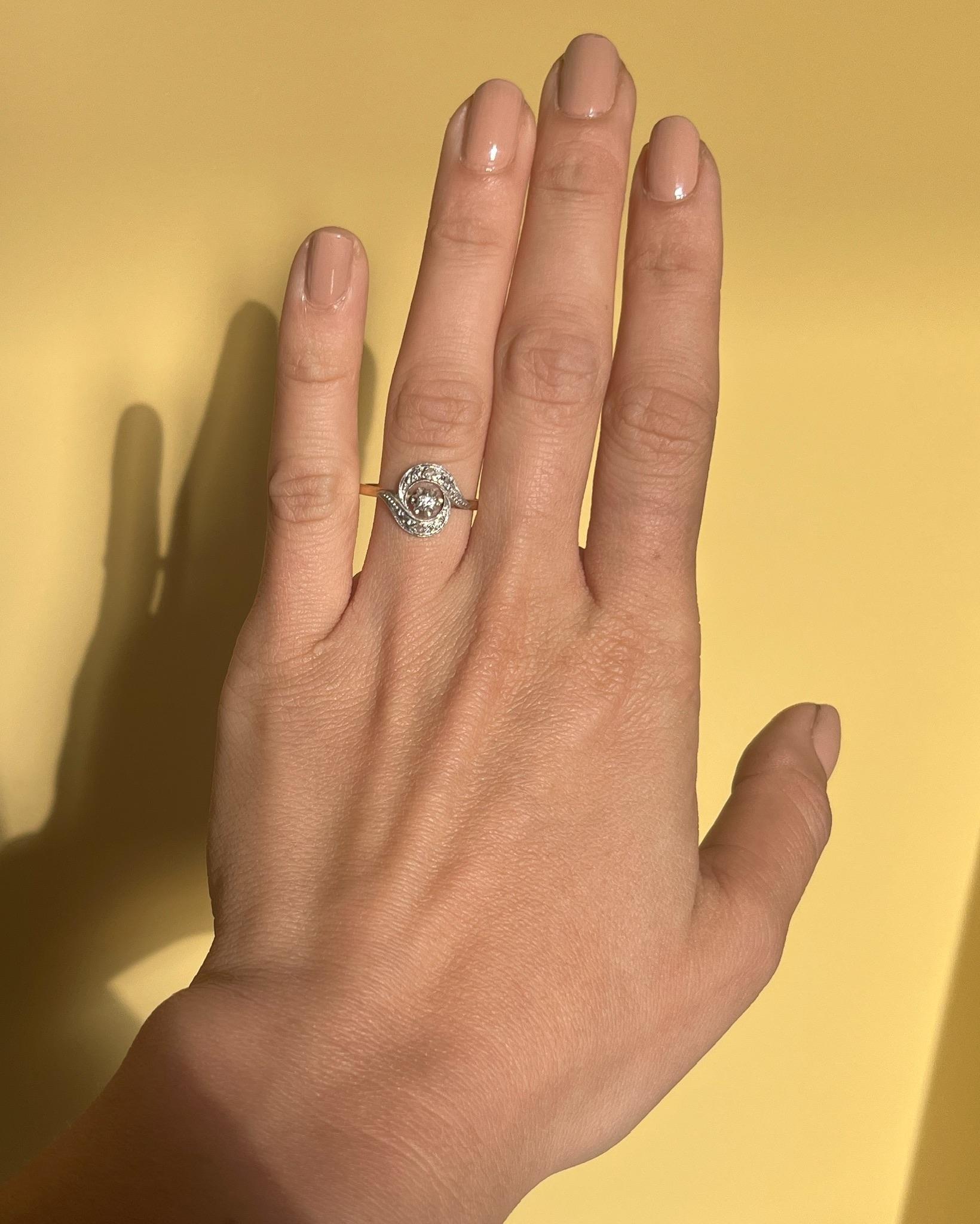 Bague vintage tourbillon diamants "Aélyne" - Elliade Paris