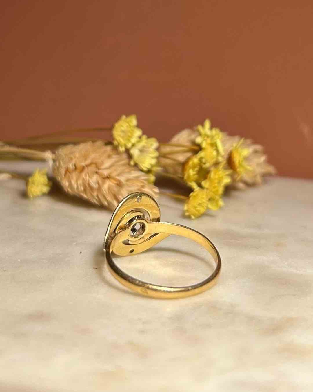 Bague Vintage Tourbillon Diamants "Aube" - Elliade Paris