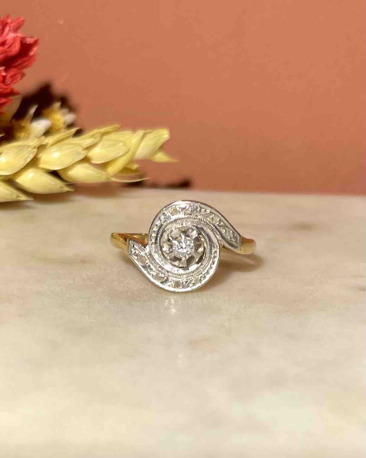 Bague vintage Tourbillon Diamants "Manelle" - Elliade Paris