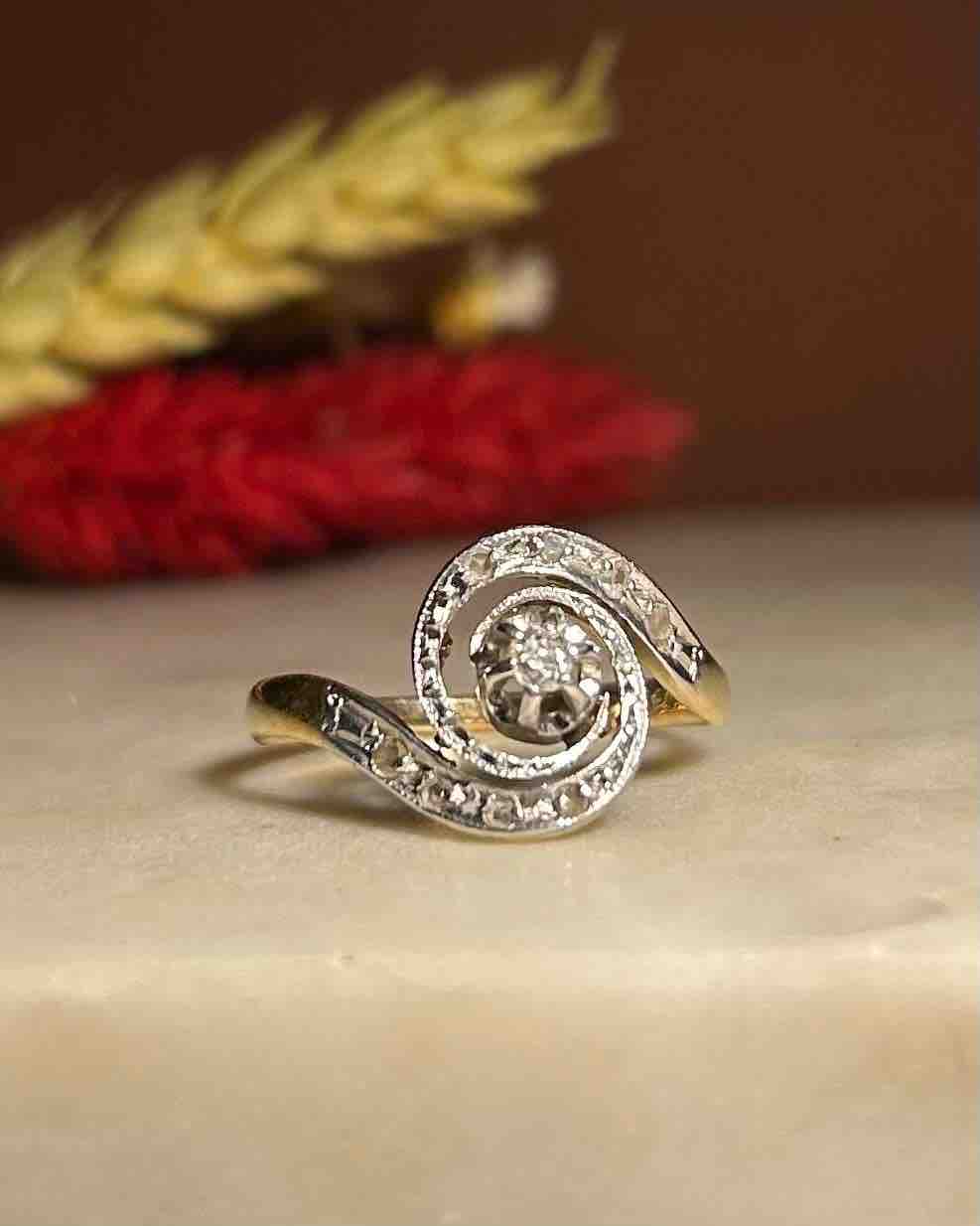 Bague vintage Tourbillon Diamants "Marion" - Elliade Paris