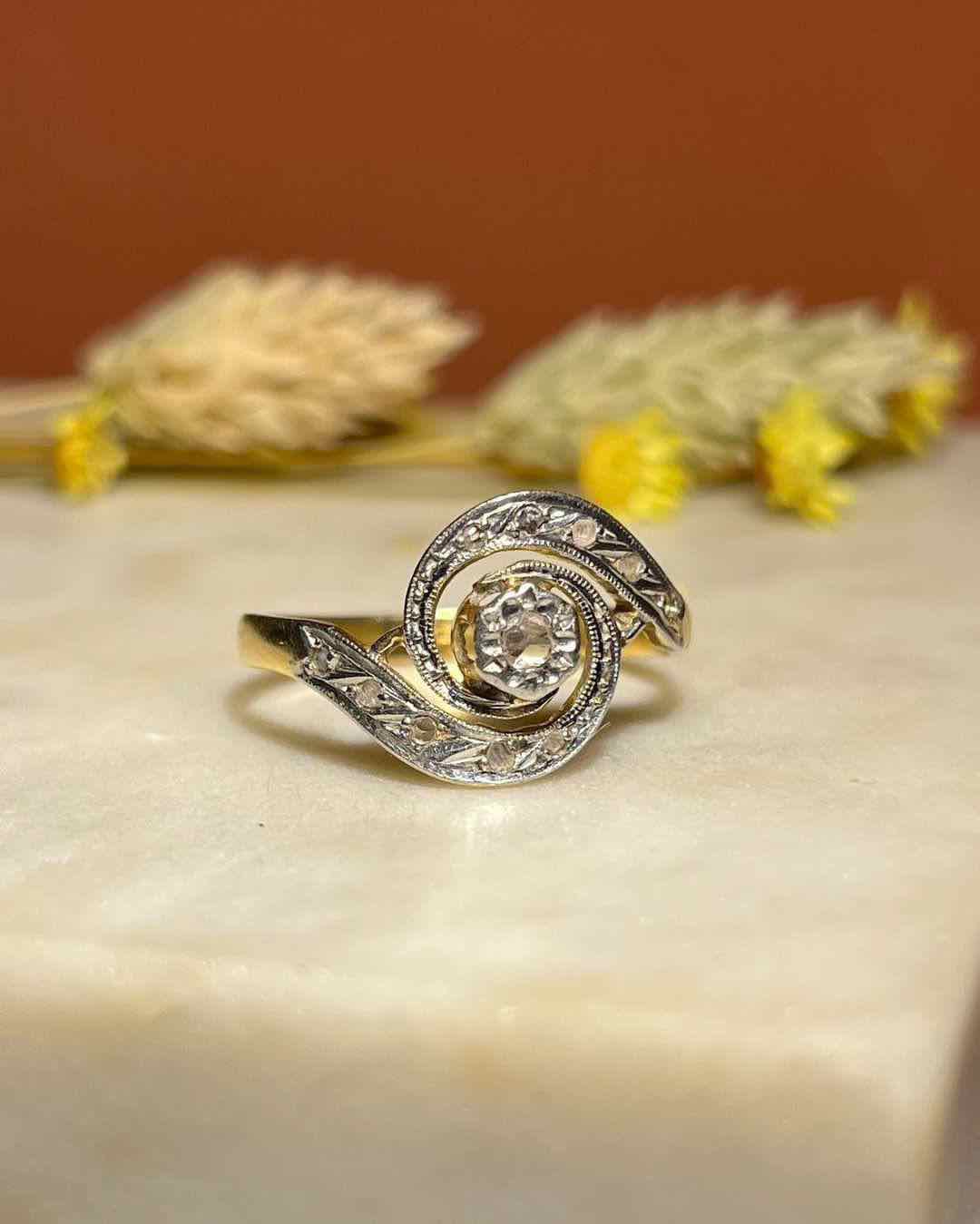 Bague vintage Tourbillon Diamants "Paola" - Elliade Paris