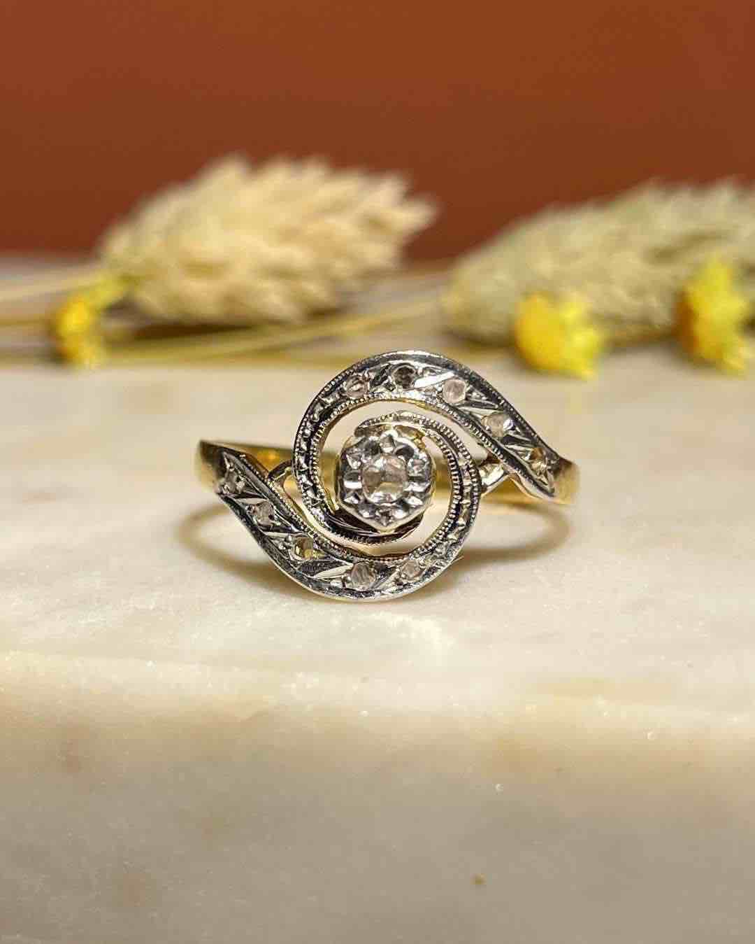 Bague vintage Tourbillon Diamants "Paola" - Elliade Paris