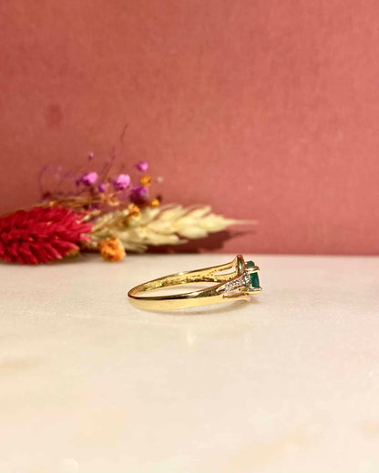 Bague Vintage Tourbillon Émeraude &amp; Diamants &quot;Claire&quot;