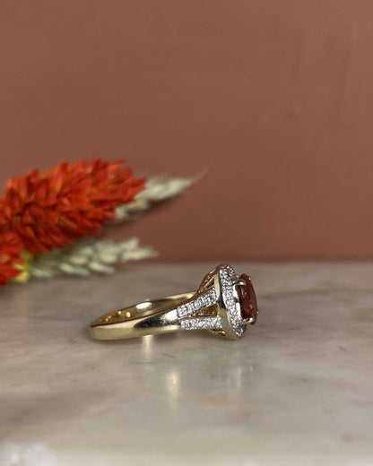 Bague Vintage Tourmaline Rose 1.35 carat &amp; 22 Diamants &quot;Orya&quot; - Elliade Paris