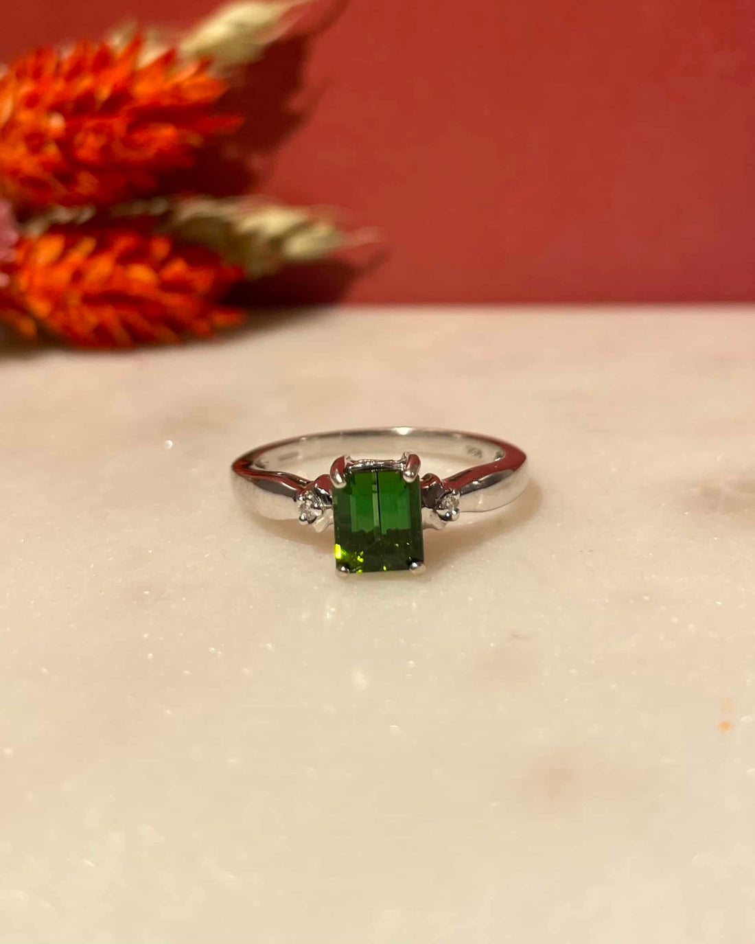 &quot;Louanne&quot; 1.10 carat Tourmaline &amp;amp; Diamond Trilogy Ring