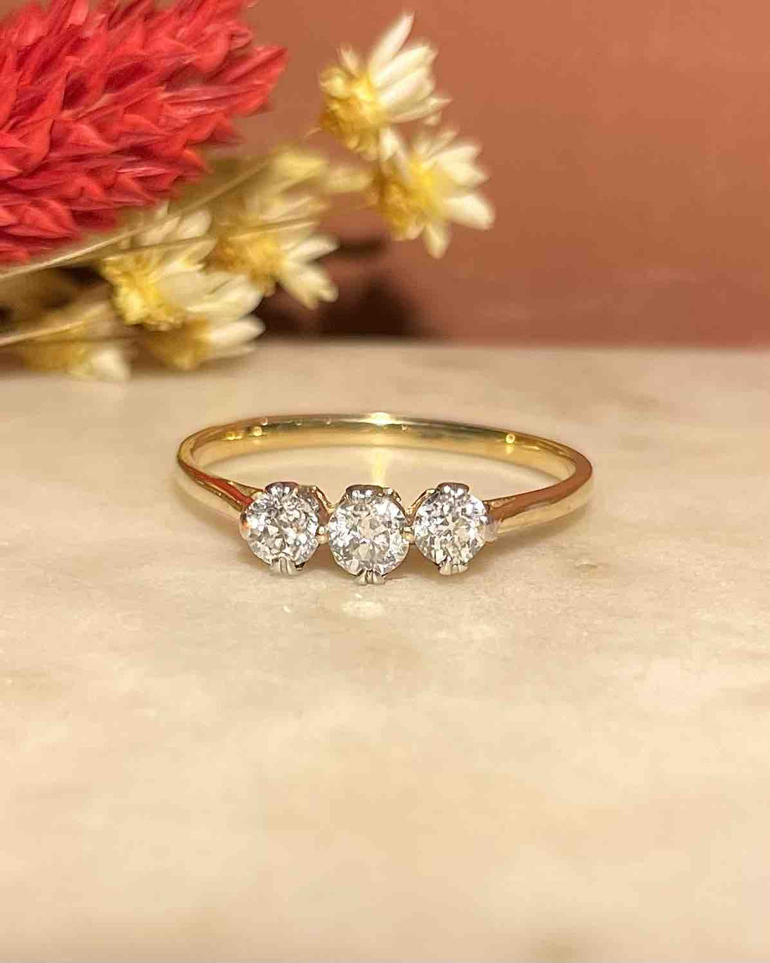 Bague Vintage Trilogie Diamants 0.50 carat &quot;Lyssie&quot; - Elliade Paris