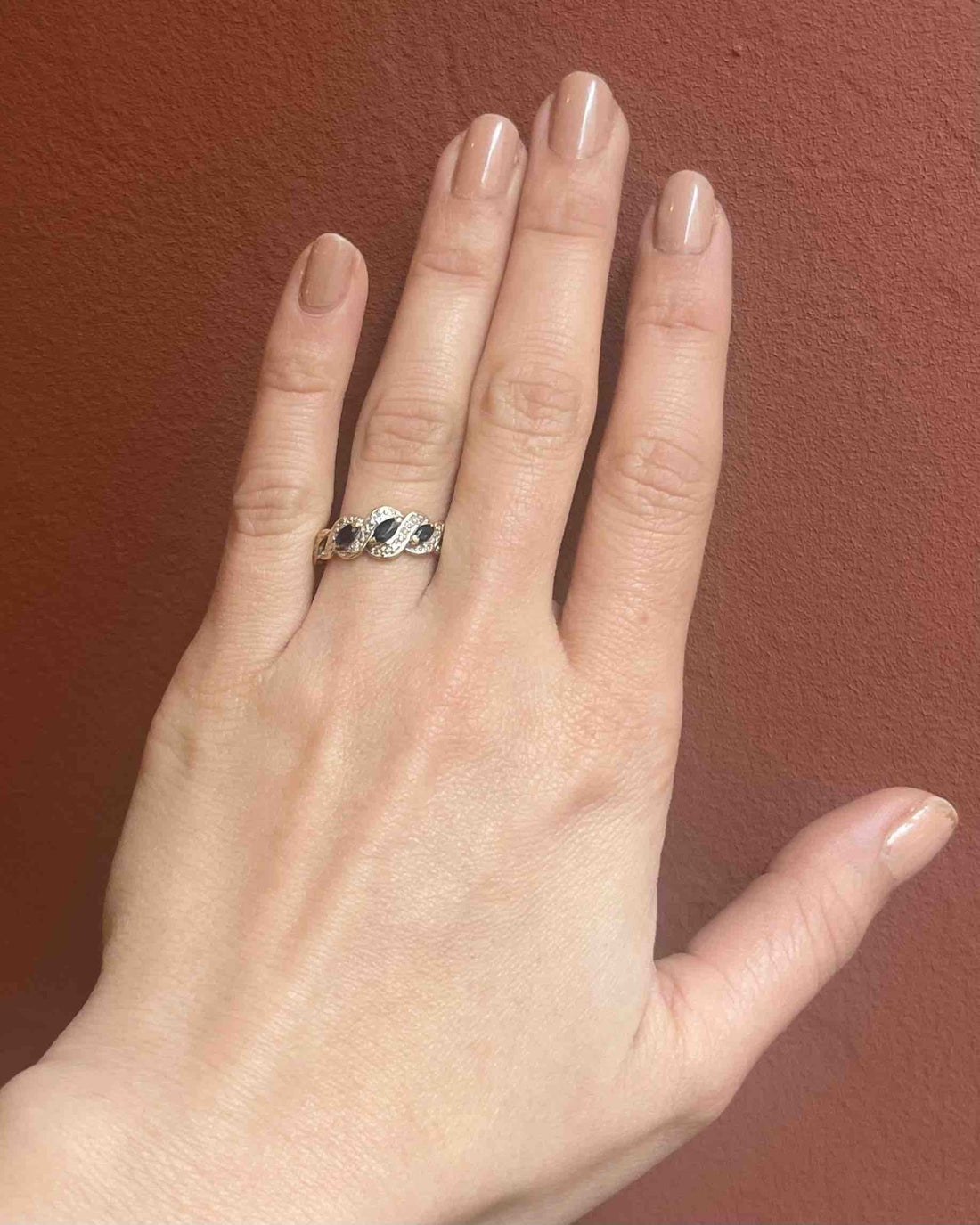 Bague vintage Trilogie Saphirs &amp; Diamants &quot;Solène&quot; - Elliade Paris