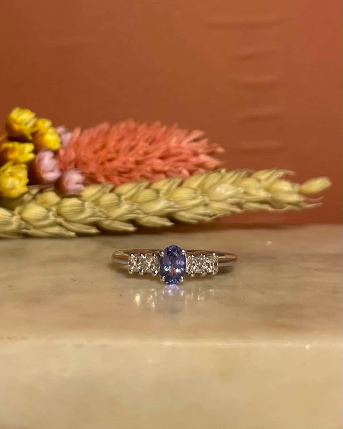 &quot;Eleonore&quot; 0.60 carat Tanzanite &amp;amp; Diamond Trilogy Ring