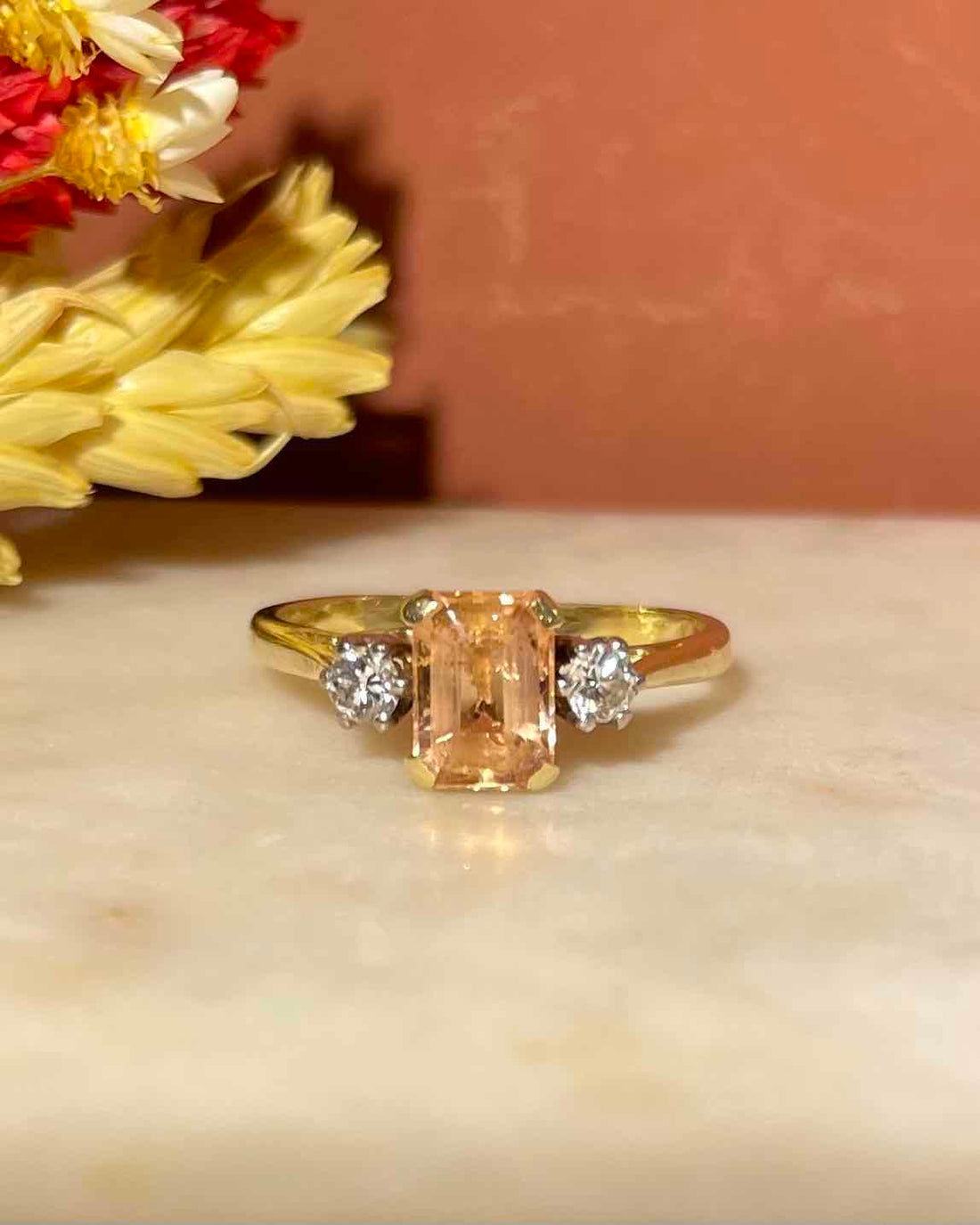 Bague Trilogie Topaze Impériale &amp; Diamants &quot;Sélène&quot;