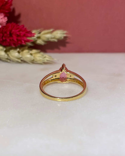 Bague Trilogie Tourmaline Rose 0.70 carat &amp; 2 Diamants &quot;Soraya&quot;