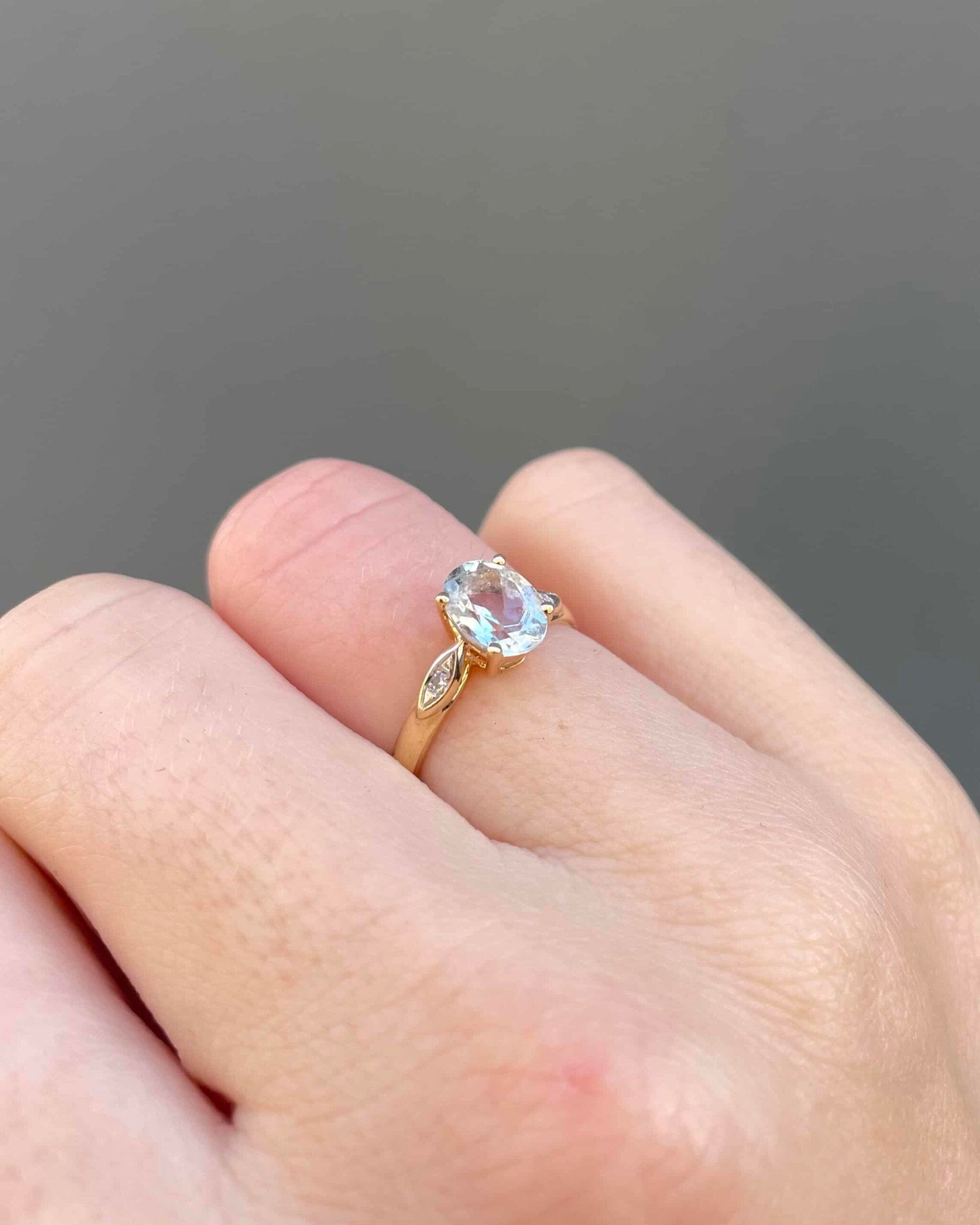 Bague Trilogie Aigue-Marine 1 carat &amp; Diamants "Aurianne" - Elliade Paris