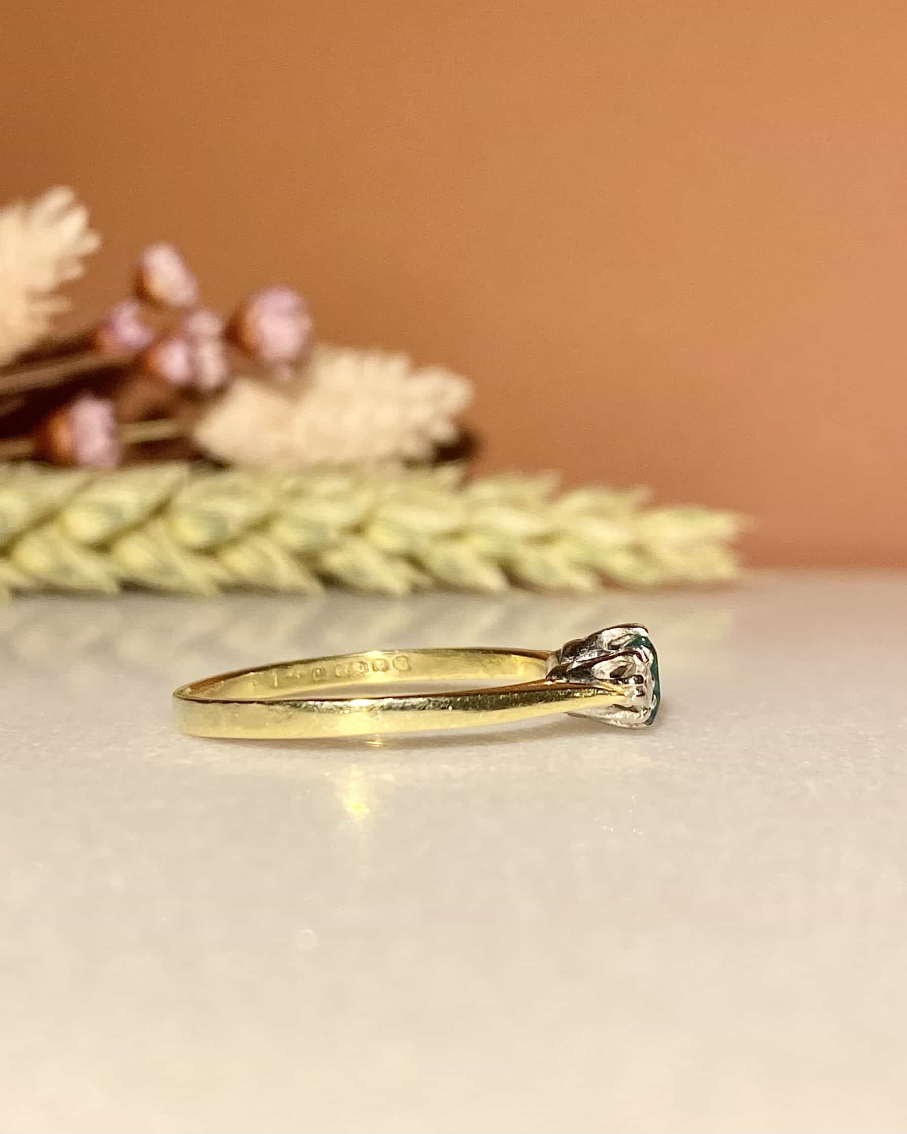 "Serena" 0.30 carat Emerald &amp;amp; Diamond Trilogy Ring