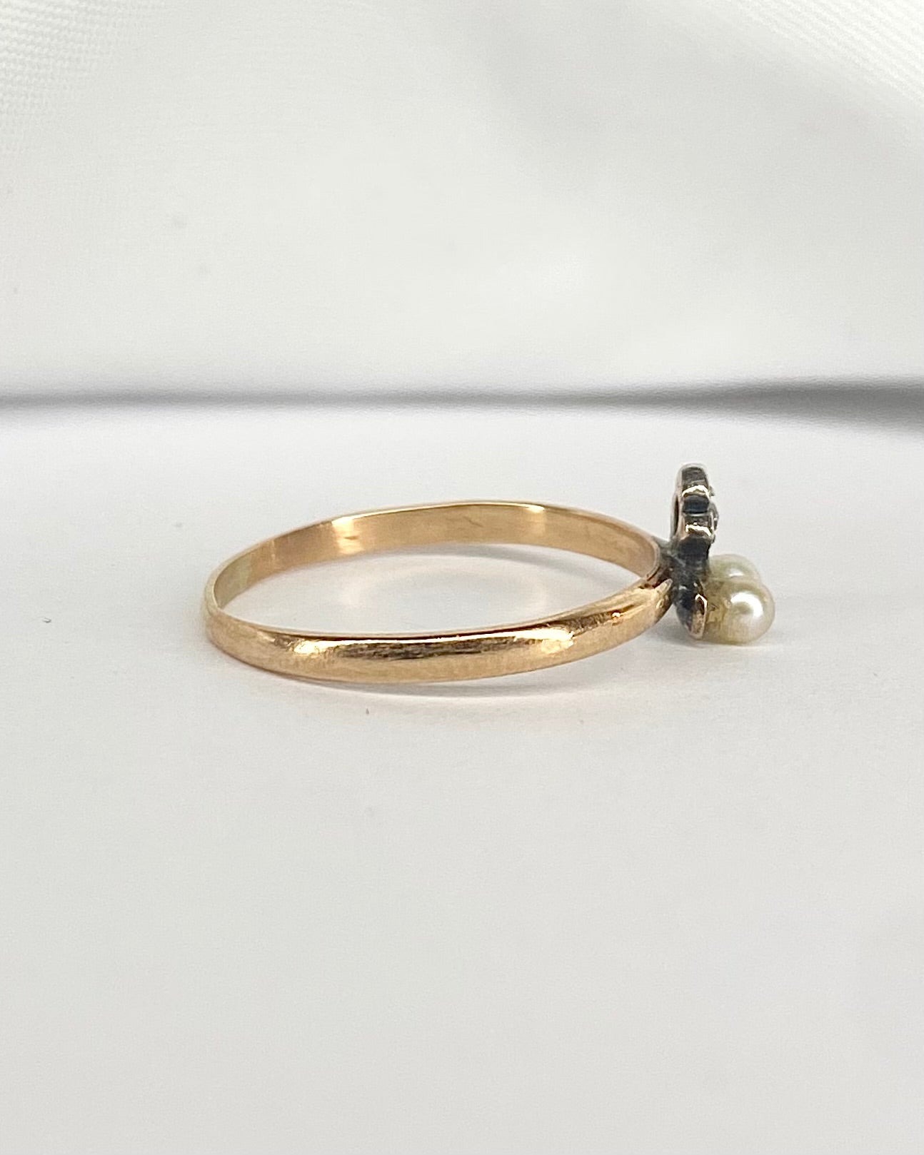 Bague Vintage XIXème Perles &amp; Diamant "Béryl" - Elliade Paris