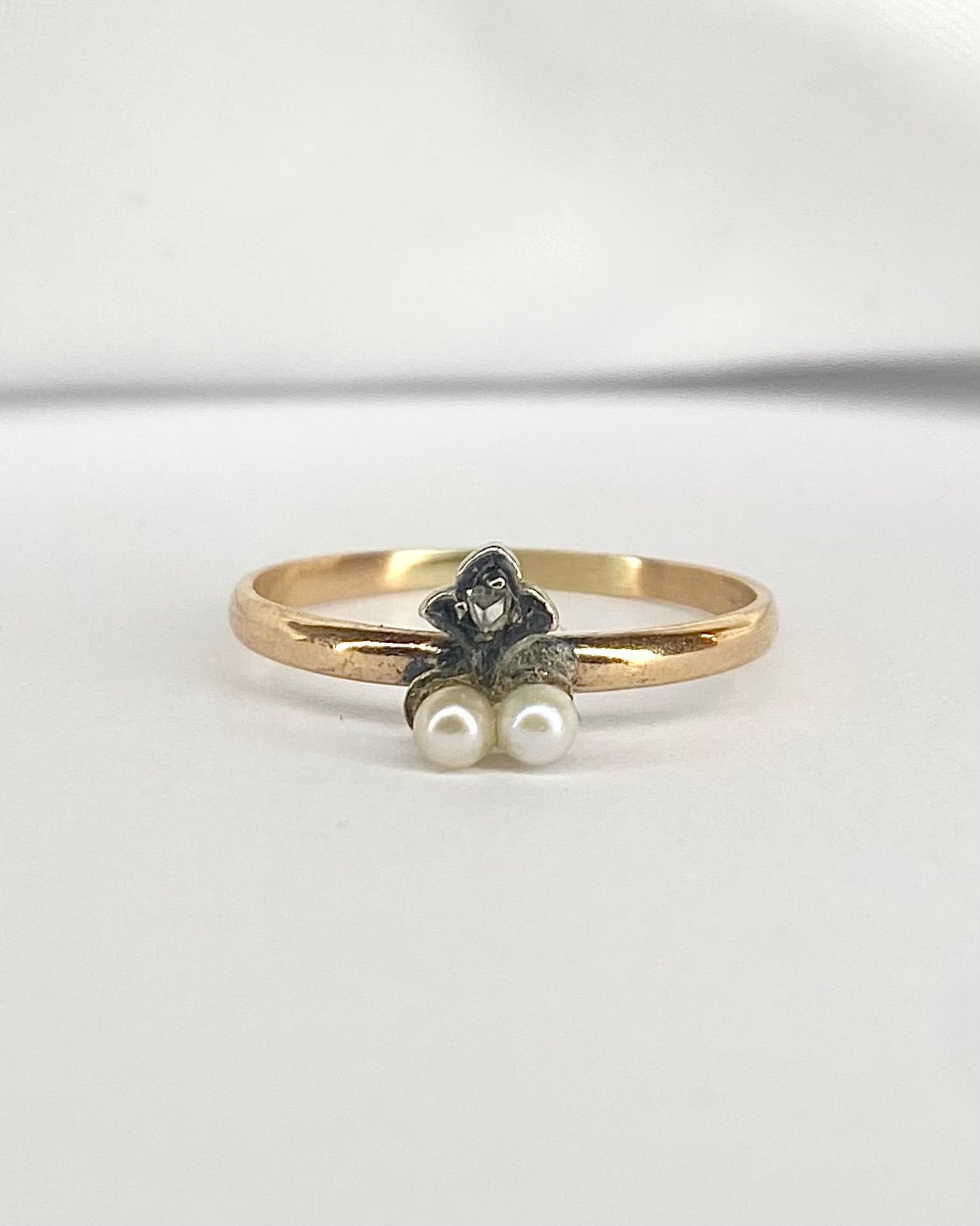 Bague Vintage XIXème Perles &amp; Diamant "Béryl" - Elliade Paris