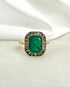Bague XIXe siècle Marguerite Émeraude 2.65 carats & 22 Diamants "Ornella" - Elliade Paris