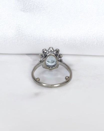 Bague Marguerite Aigue-Marine 2.30 carats &amp; Diamants &quot;Inaya&quot;