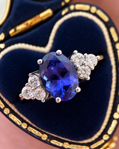 Bague Trilogie Tanzanite 2.50 carats &amp; Diamants 0.48 carat 5,17g "Zaily"