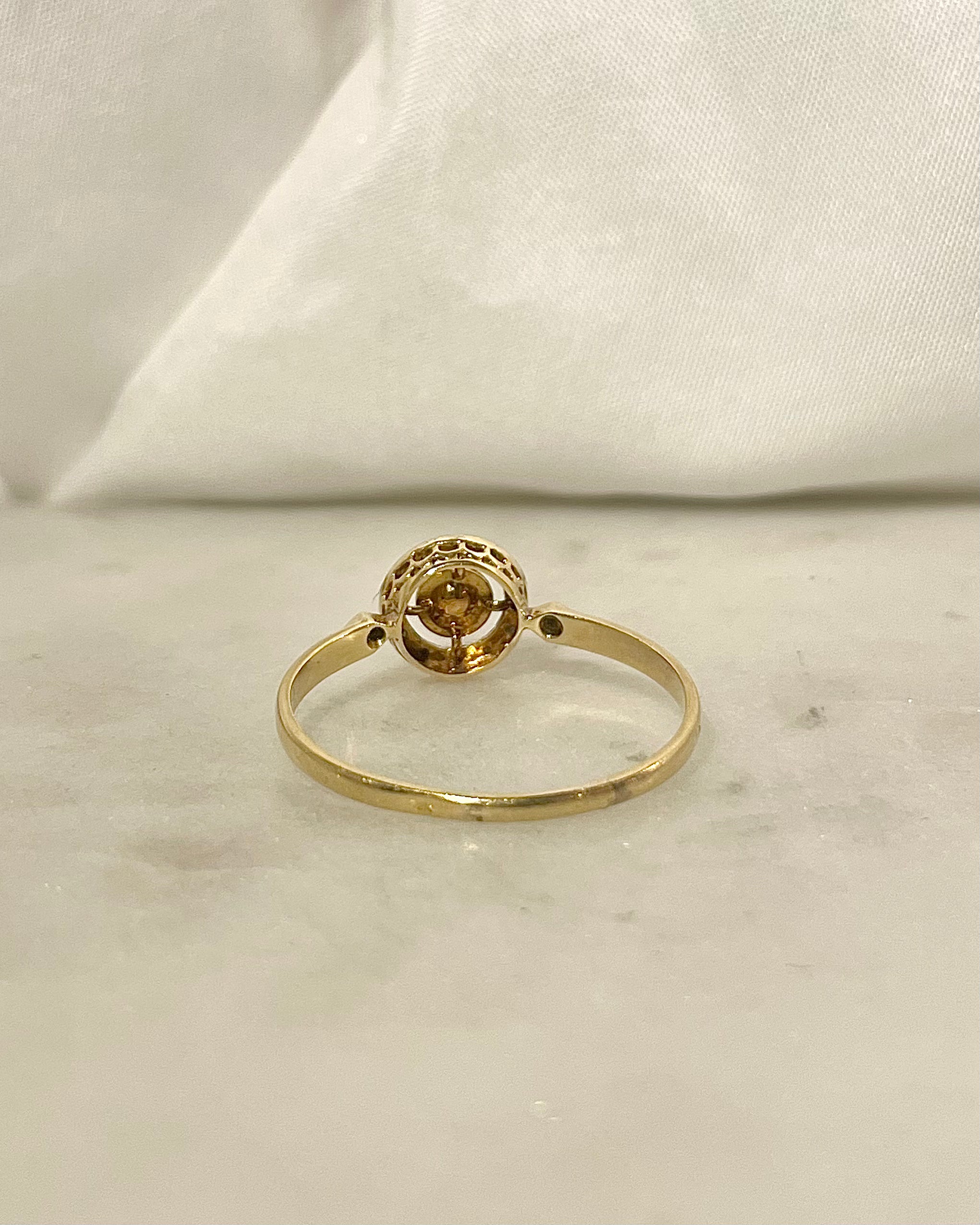 Bague Marguerite Art-Déco Perle &amp; Diamants "Samantha"