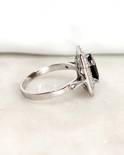 Bague Style Art Déco Saphir 1 carat &amp; 42 Diamants &quot;Ninon&quot;