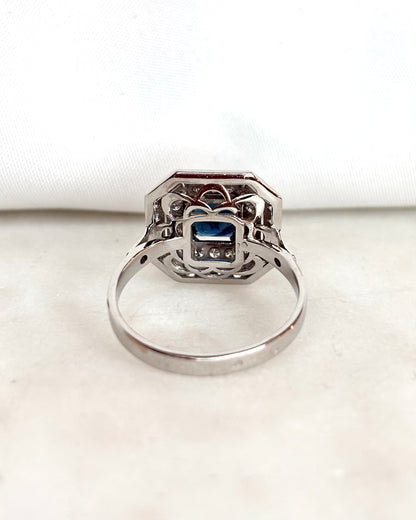 Bague Style Art Déco Saphir 1 carat &amp; 42 Diamants &quot;Ninon&quot;
