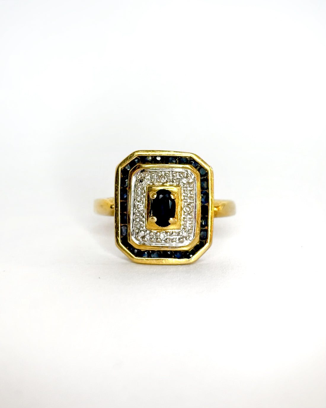Bague Style Art Déco Saphirs 0.85 ct &amp; 4 Diamants &quot;Faustine&quot;