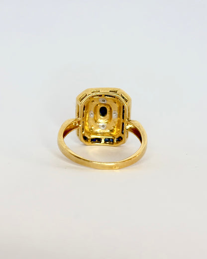 Bague Style Art Déco Saphirs 0.85 ct &amp; 4 Diamants &quot;Faustine&quot;