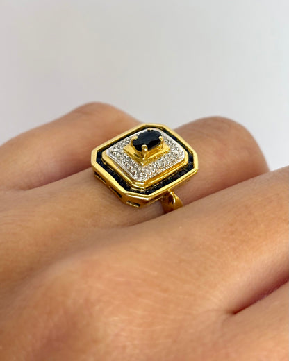 Bague Style Art Déco Saphirs 0.85 ct &amp; 4 Diamants &quot;Faustine&quot;
