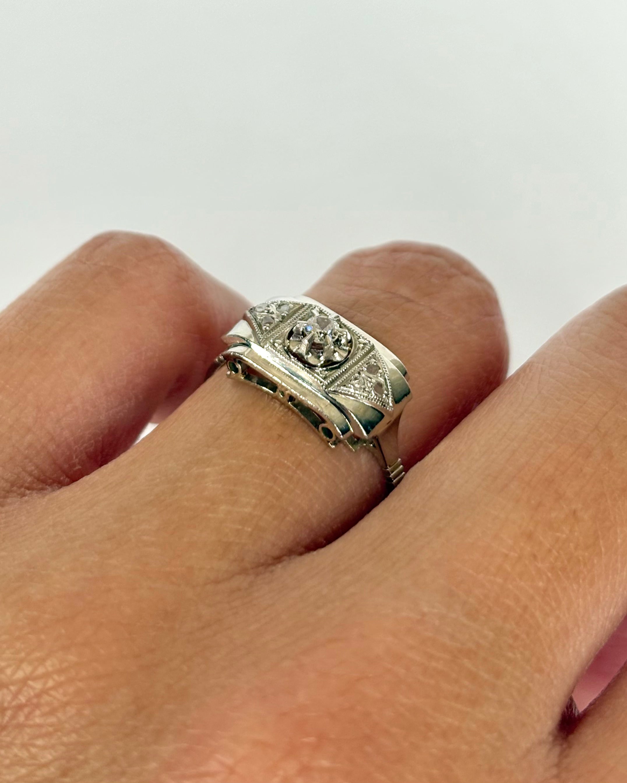 Anillo Art Déco 7 Diamantes "Élisa"