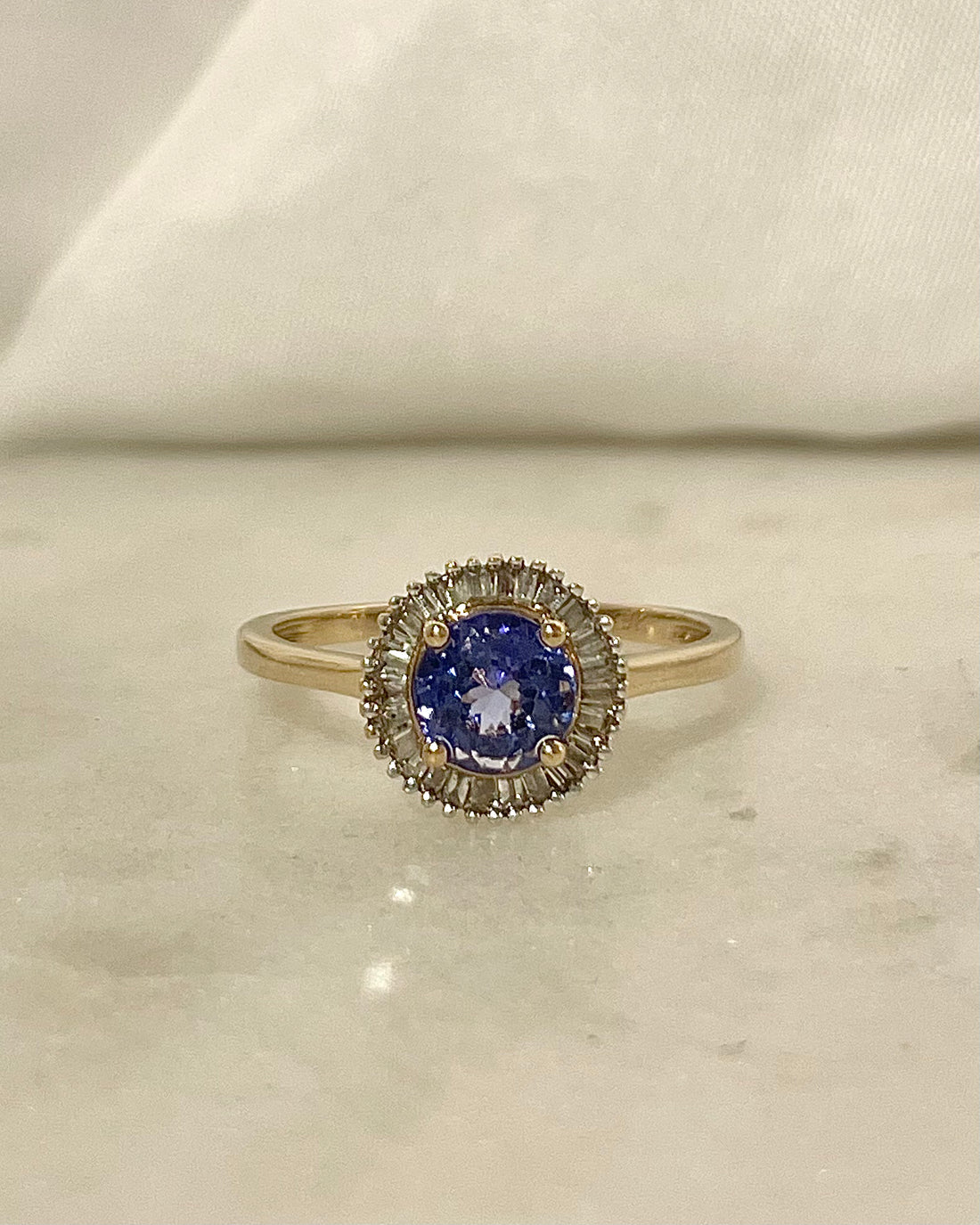 Bague Marguerite Tanzanite & Diamants baguette "Lelia"