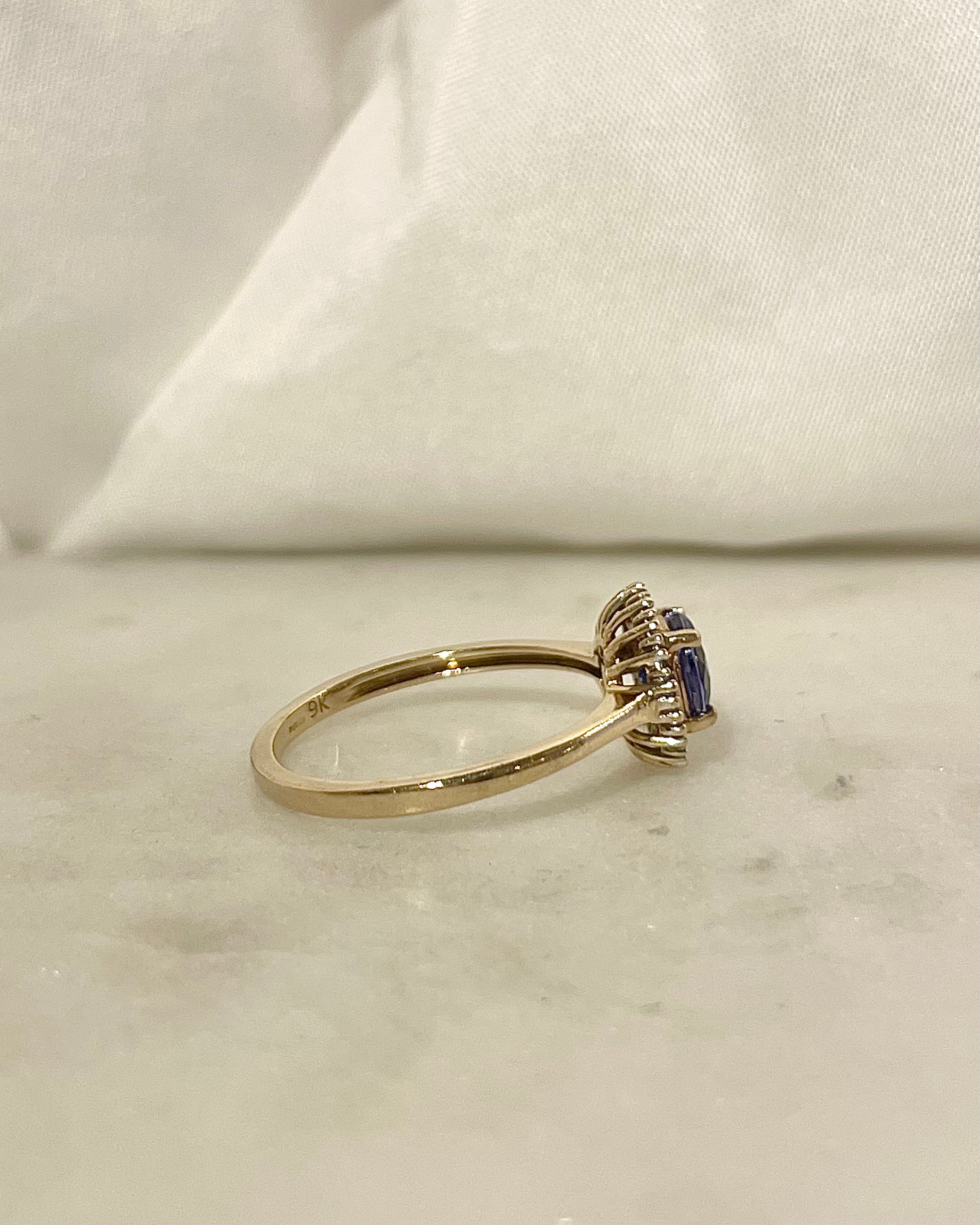 Bague Marguerite Tanzanite &amp; Diamants baguette "Lelia"