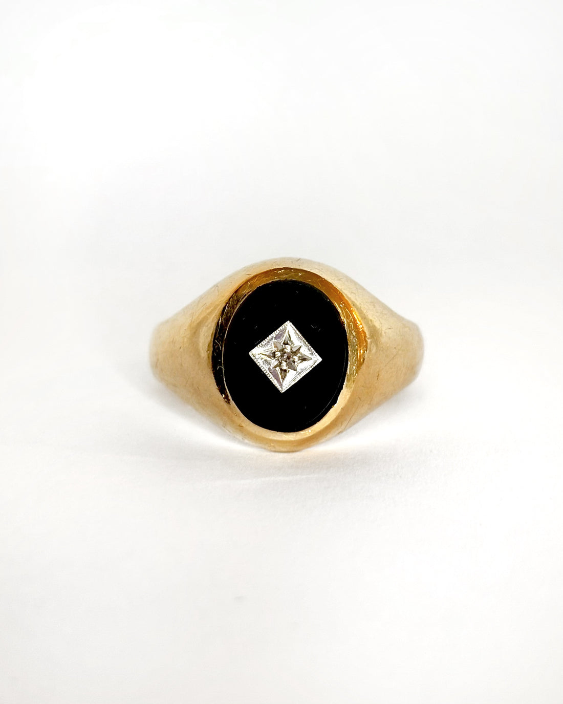 Chevalière Onyx &amp; Diamant &quot;Fanny&quot;