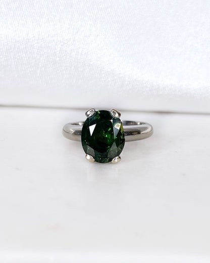 Bague Solitaire Saphir Vert 5.65 carats &quot;Rirae&quot;