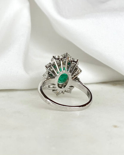 Bague Marguerite Émeraude 2.50 carats &amp; Diamants 2.50 carats &quot;Simone&quot;