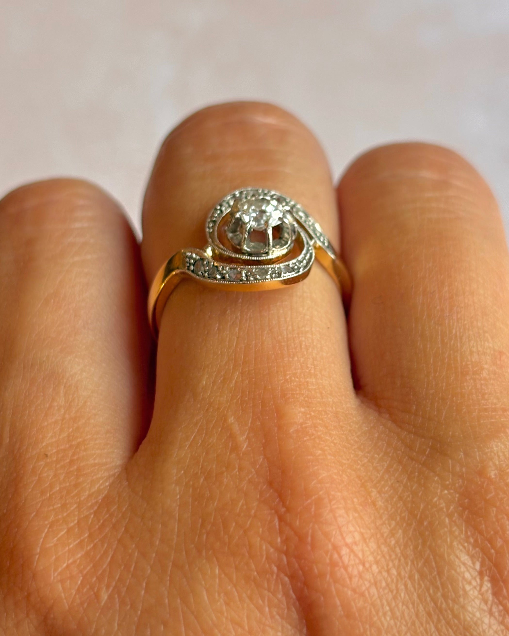Art Deco Tourbillon Ring with 0.29 Carat Diamonds "Suzanne"